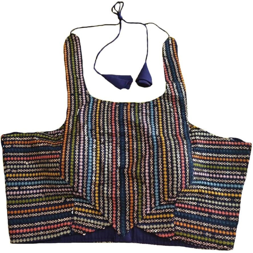 Vihu Fashion Women's Eimo Silk Sequins Sleeveless Regular Blouse (Vf B1006 Navy Blue 34