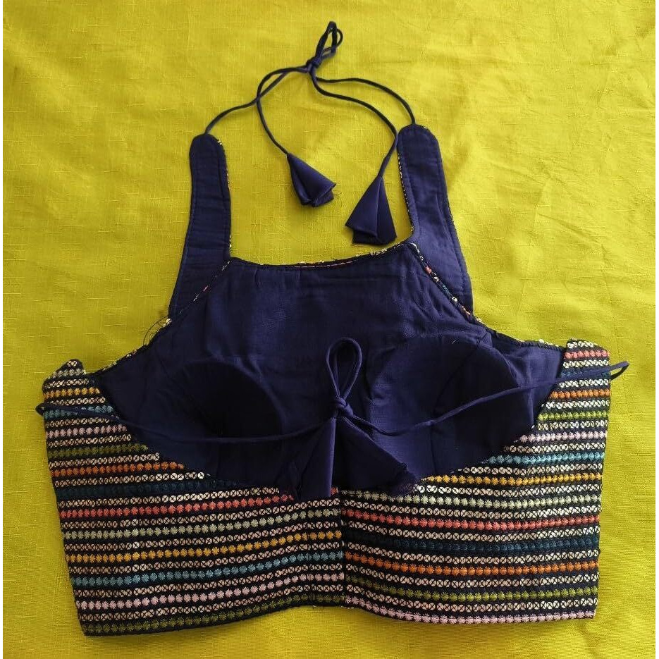 Vihu Fashion Women's Eimo Silk Sequins Sleeveless Regular Blouse (Vf B1006 Navy Blue 34