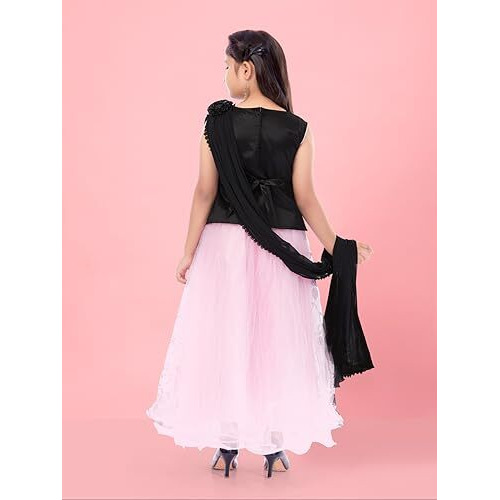Aarika Girls Black Colour Ethnic Wear Lehenga Choli And Dupatta With Unstich Sleeve