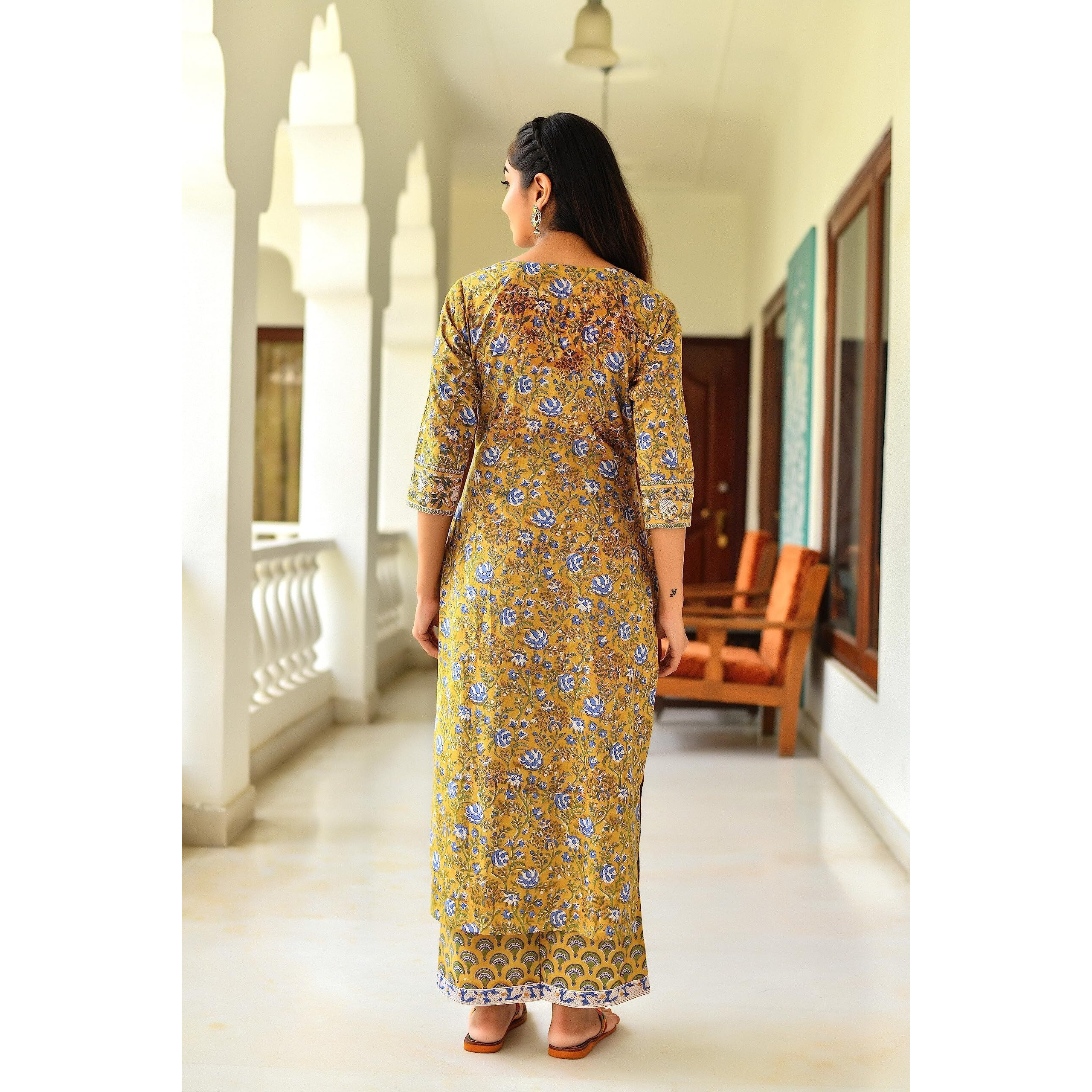 Alvami Women's Viscose Printed Kurta Set And Pant With Dupatta (Large), Multicolor