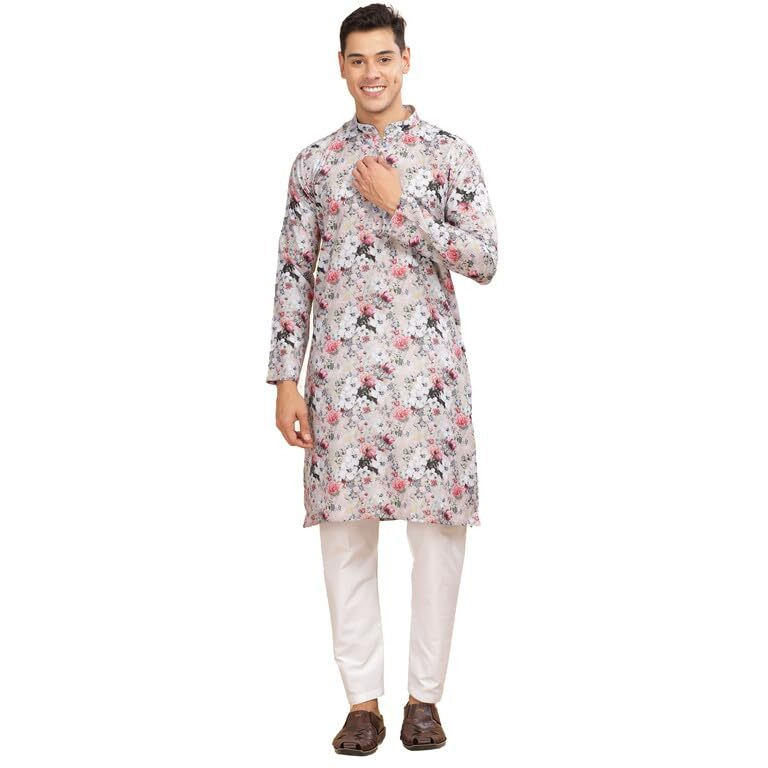 Be Active Men's Cotton Blend Regular Kurta (My0020 0_Multicolour