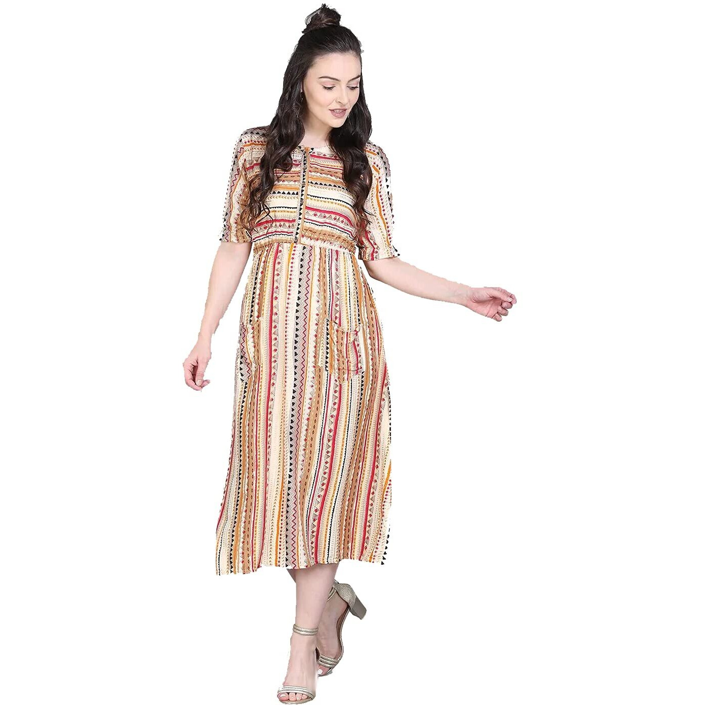 Dhruvi Trendz Women Cotton Blend Kurties Regular Fit Casual Fancy (D-K2500_White_Xl)