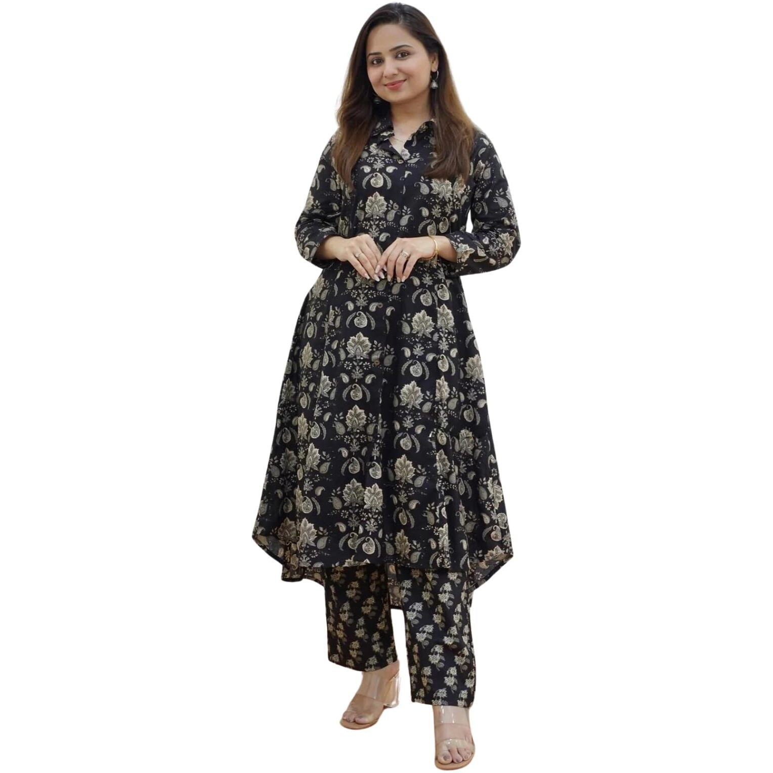 Leriya Fashion Women's Rayon Solid Regular Kurta Set (Lf-W1814&Tr871_Black_S)