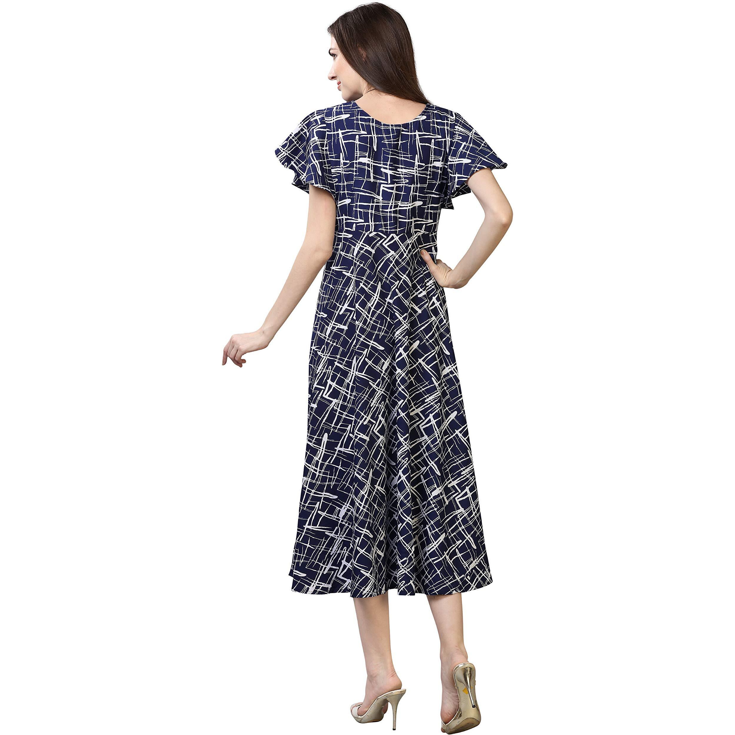 Oomph Women's Western & Fusion Wear Midi Dresses For Women, Beach, Blue - Md62