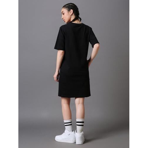 Bewakoof Heavy Duty 1.0 Official Disney Merchandise Women's Graphic Printed Oversized Dress_589799_Black_Xs