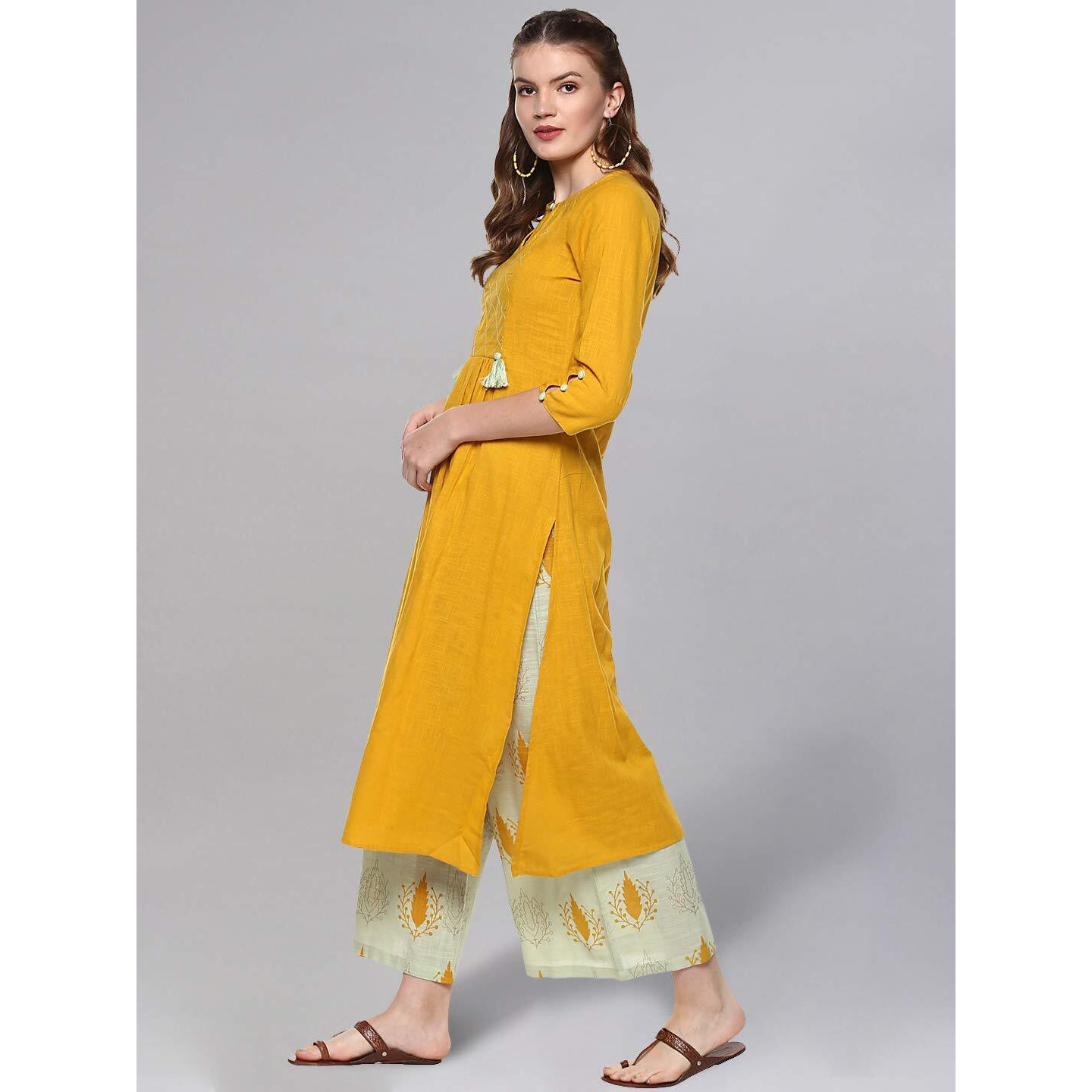 Idalia Mustard And Sage Green Kurta Set