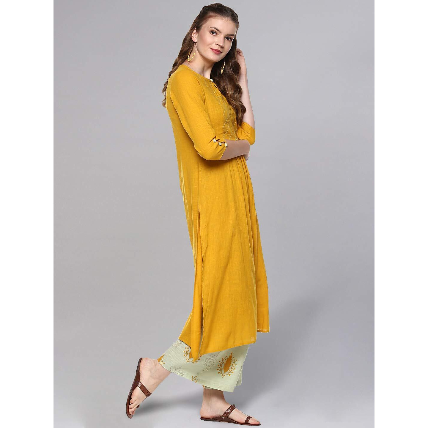 Idalia Mustard And Sage Green Kurta Set
