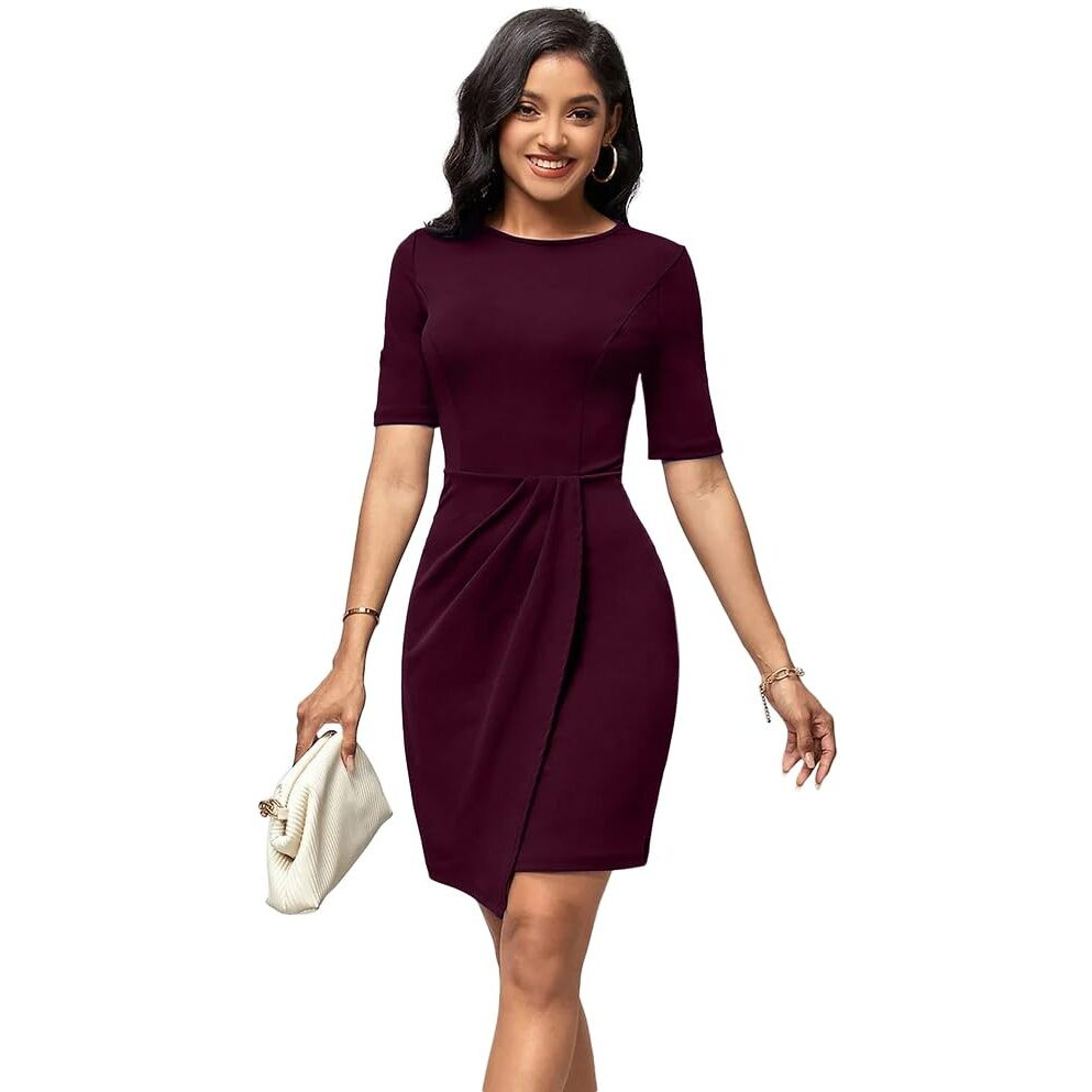 Oomph Women's Western & Fusion Wear Stetchable Party Dress For Women, Purple - Md957