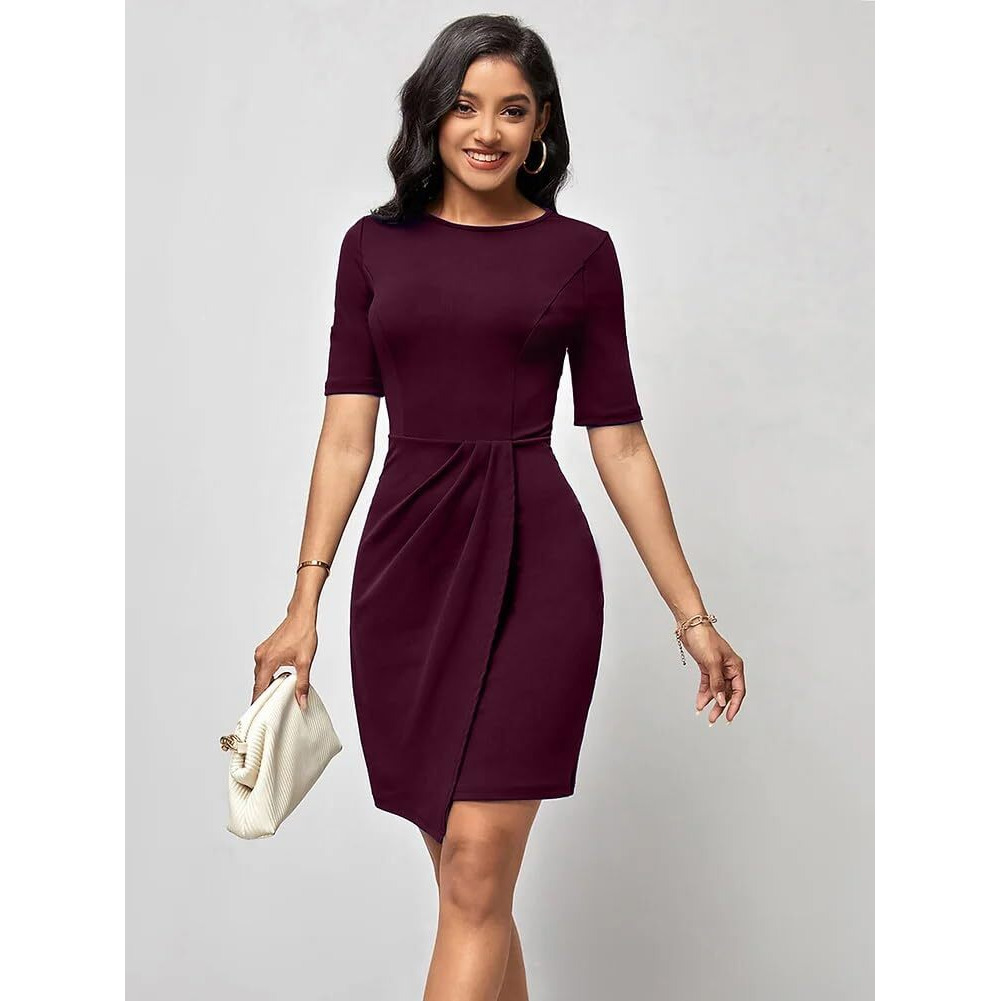 Oomph Women's Western & Fusion Wear Stetchable Party Dress For Women, Purple - Md957