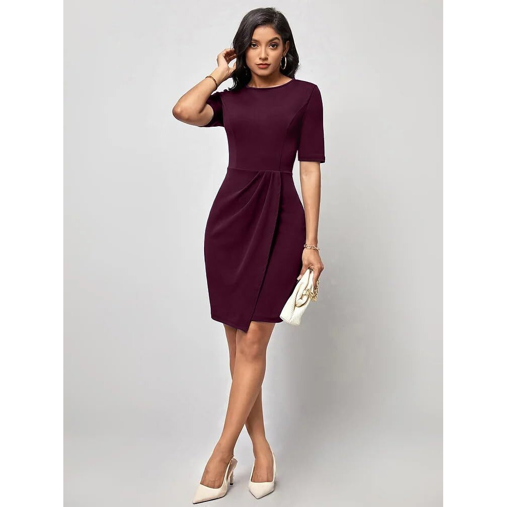 Oomph Women's Western & Fusion Wear Stetchable Party Dress For Women, Purple - Md957