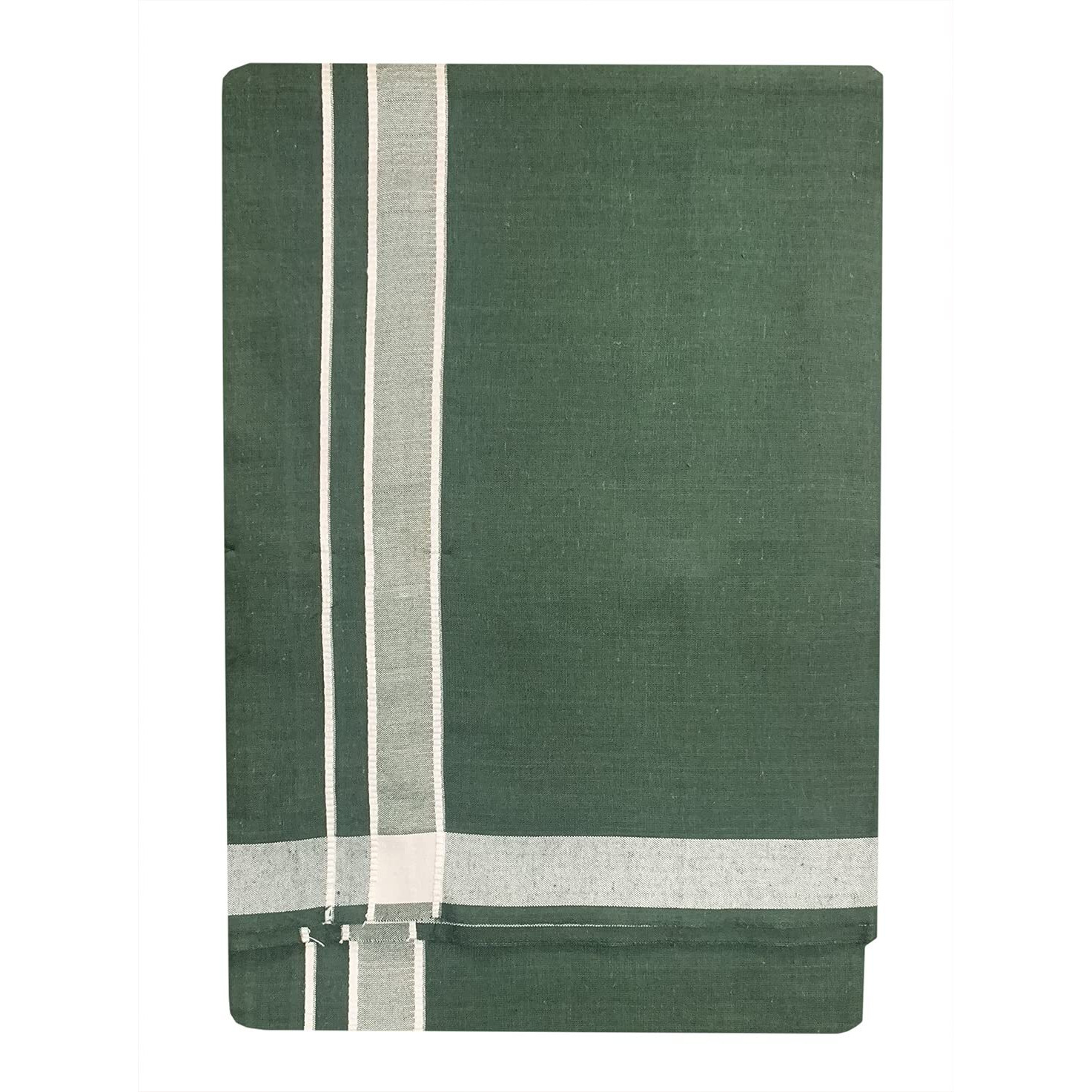 Prakasam Cotton Men's Kerala Style Premam Single (1.28X2.00 Mtrs) Colour (Pack Of 2) (Olive Green -Ash) Dhoti