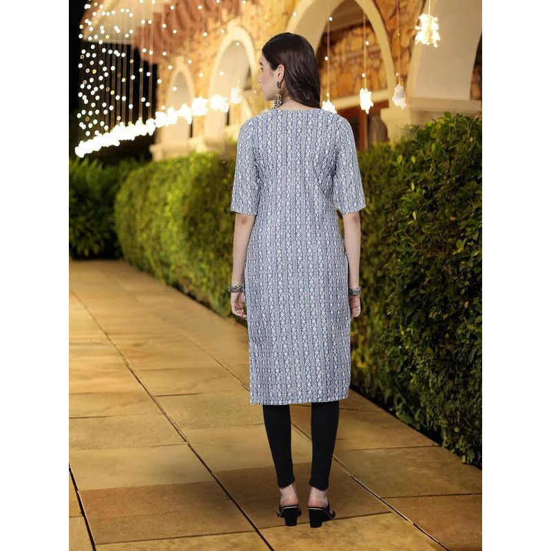 Pinkmint Women's Crepe Kurti Round Neck Straight Kurti For Women Comfortable Kurti For Women's (Pack Of 6)