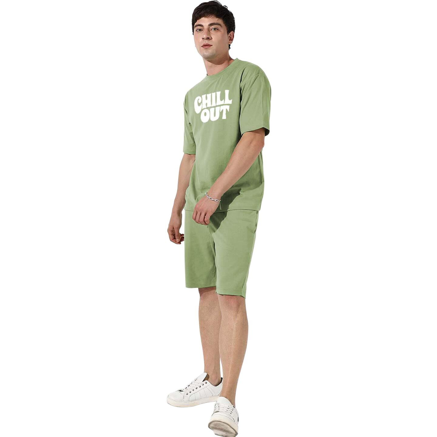 Royalscout Mens Night Suit | Men's Co-Ord Set | Lounge-Wear Night Dress Pajama Set | Summer Night Wear | Solid Plain Casual Pajama Shorts Set | Beach Wear (Xxl, Green)