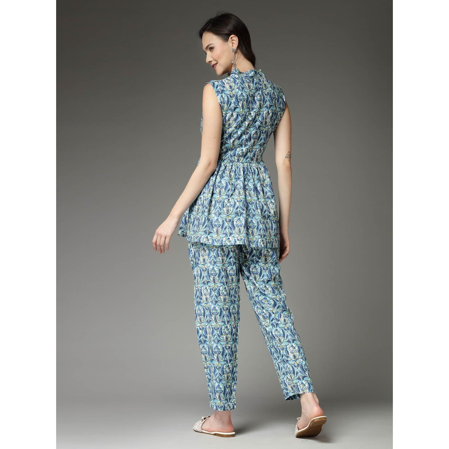 Stylum Women's Printed Rayon Co-Ord Set (Csbluecherry44_Blue, Xxl)