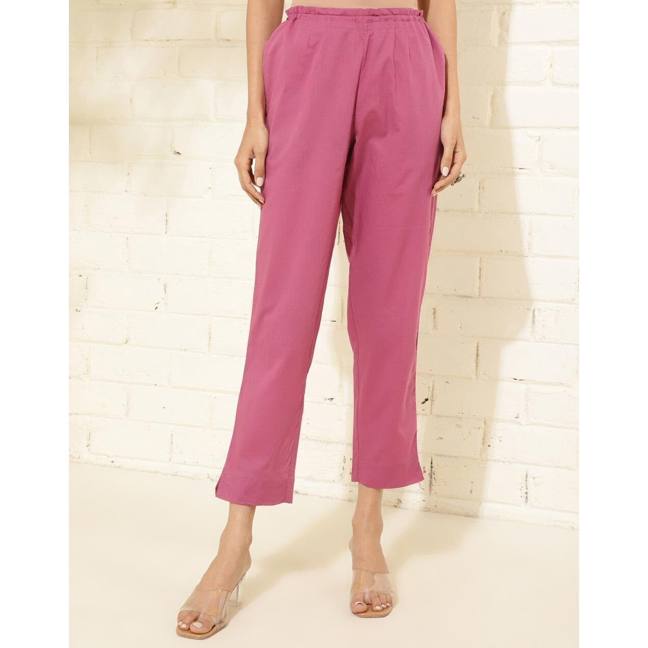 Fabindia Women's Regular Casual Pants (2124217Wine_Magenta