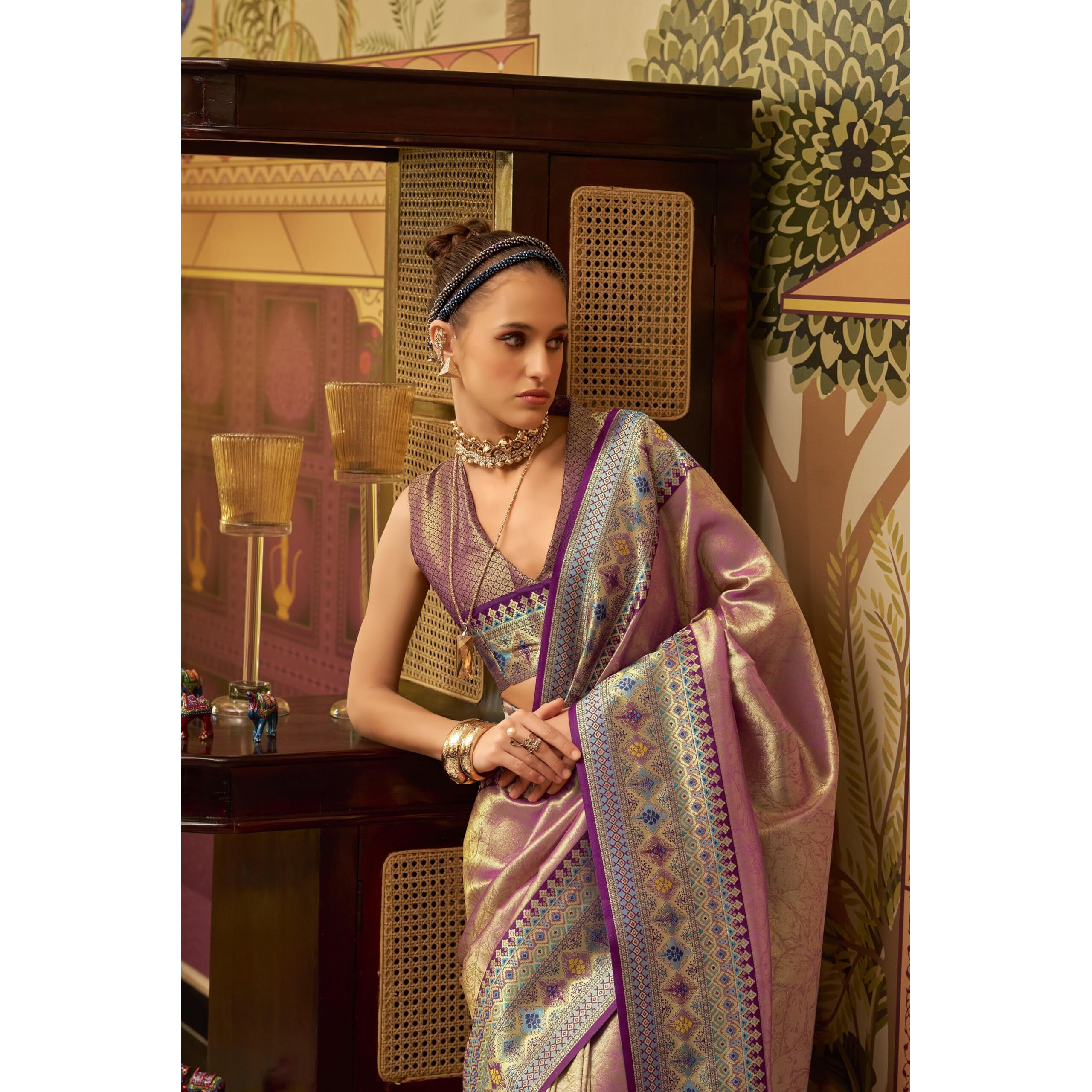 Pujia Mills Designer Tissue Silk Saree With Zari Weaving Border, Traditional (Pink)