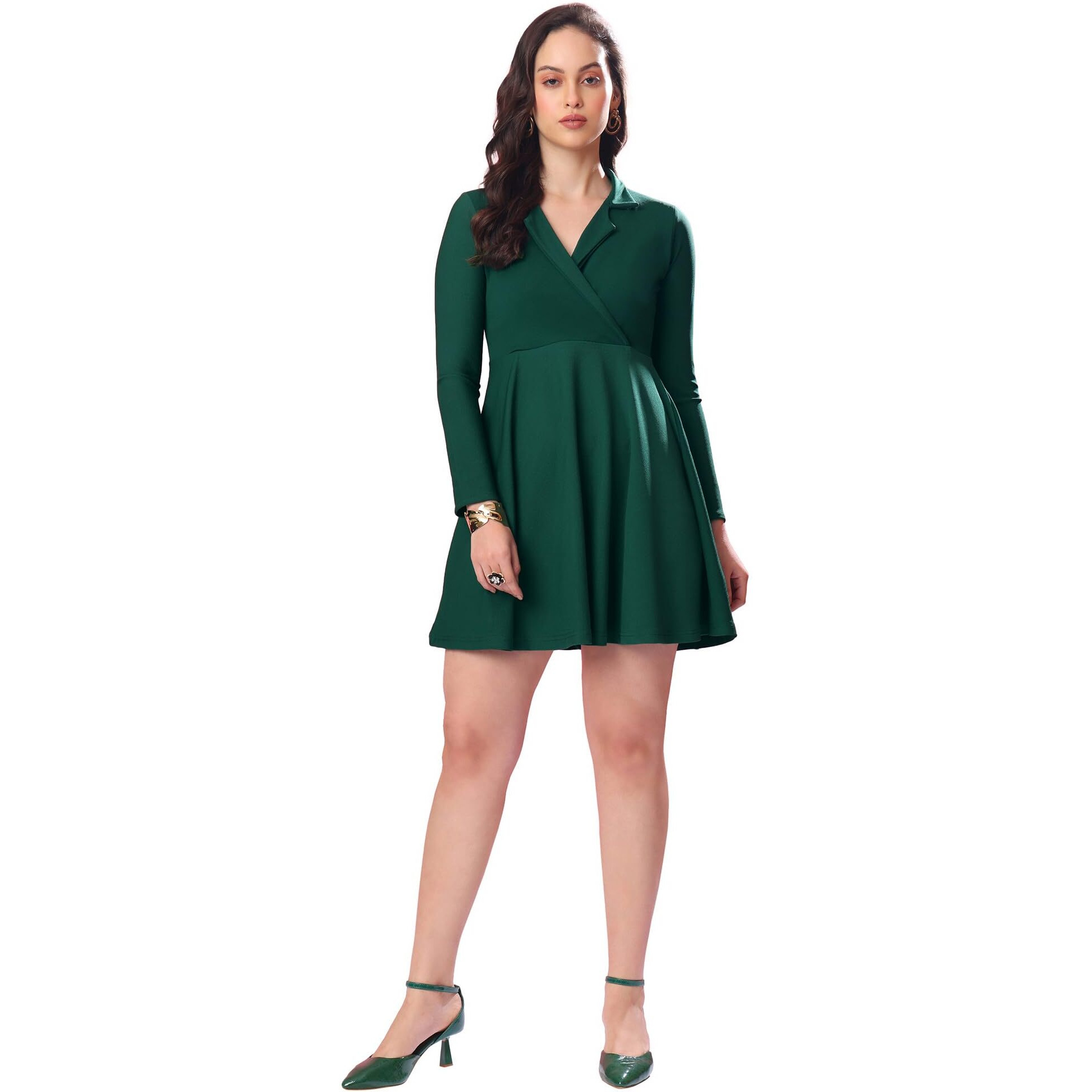 Purvaja Womens Fit & Flare Mini Dress (Bely-152_Green_X-Large)
