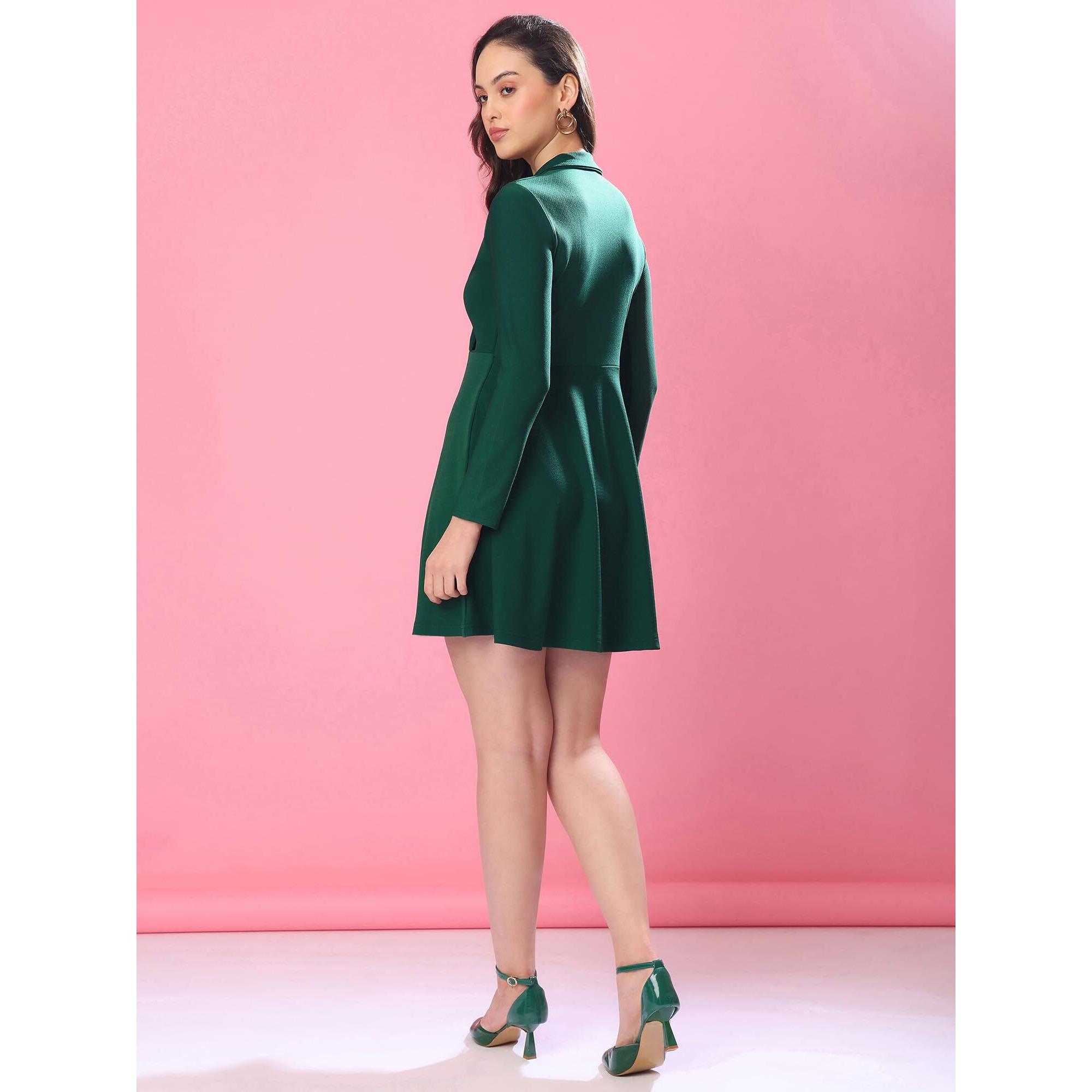 Purvaja Womens Fit & Flare Mini Dress (Bely-152_Green_X-Large)