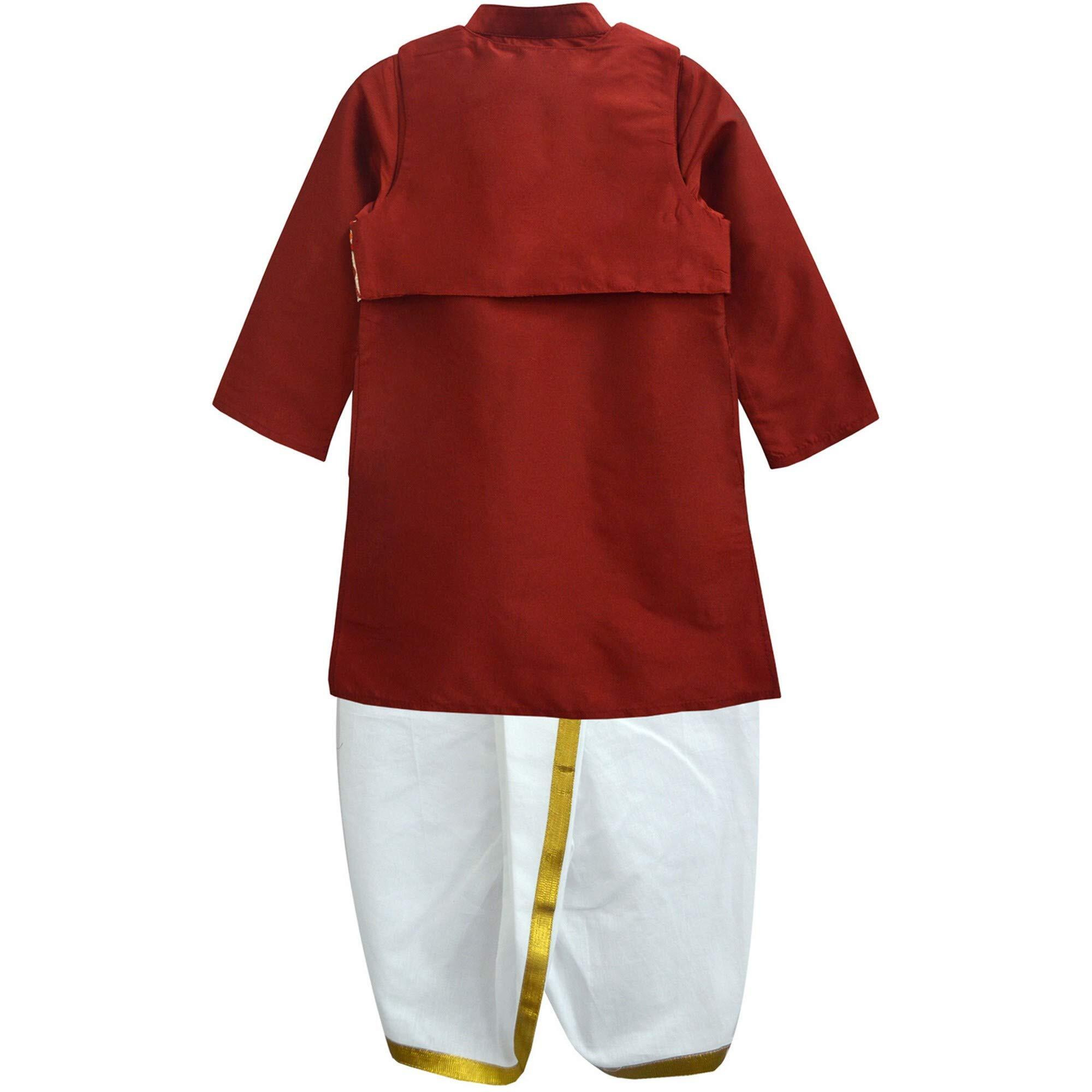 A.T.U.N. Boys' Regular Fit Dhoti (Bkls Mnd Mrn_Maroon-White_8-9 Years)