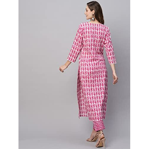 Anni Designer Women's Cotton Blend Straight Kurta With Pant (Karika Pink-Nw Xx-Large)