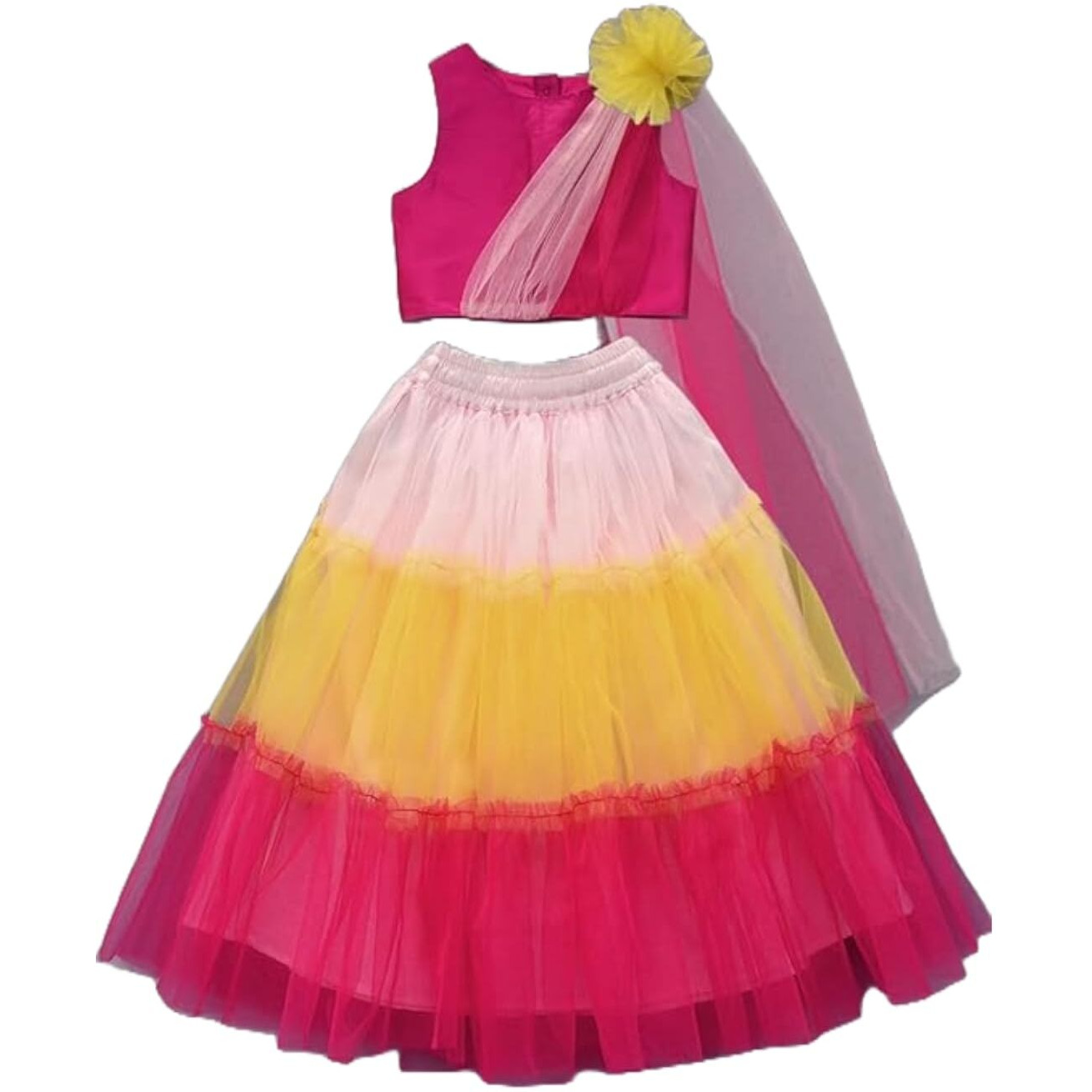 A.T.U.N. (All Things Uber Nice) Girl's Polyester Readymade Lehenga Choli Set (13-14 Years) (10-11 Years),Multicolour