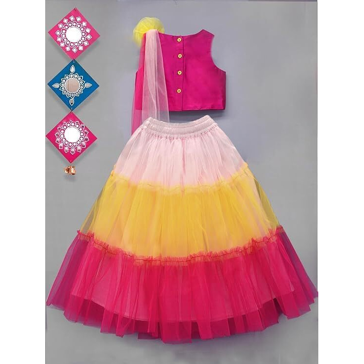 A.T.U.N. (All Things Uber Nice) Girl's Polyester Readymade Lehenga Choli Set (13-14 Years) (10-11 Years),Multicolour