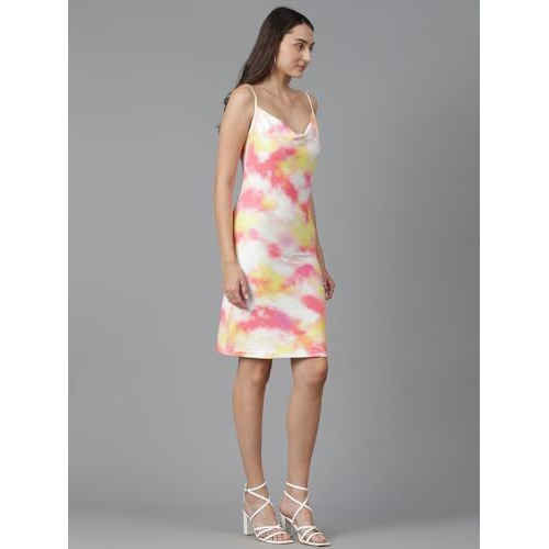 Kotty Women's Bodycon Viscose Rayon Sleeveles Dress(Multicolored,M)