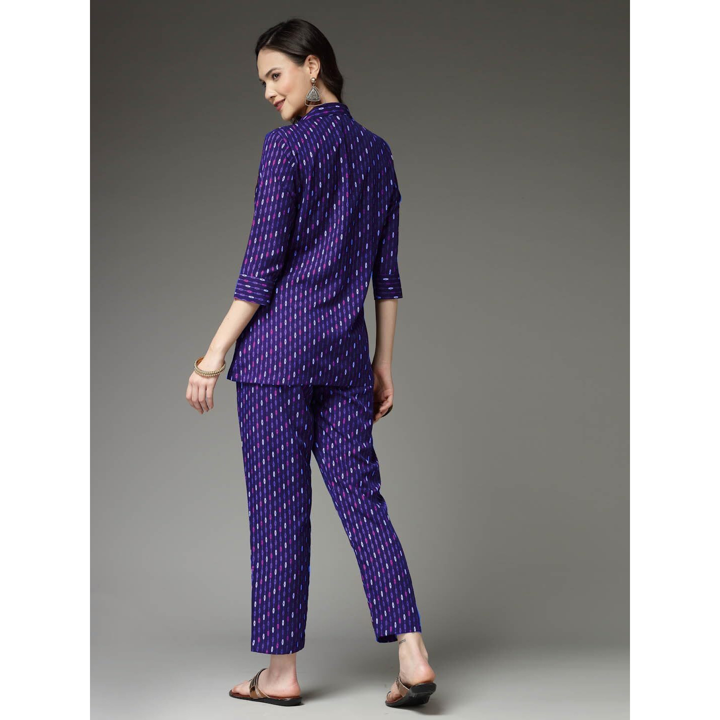 Stylum Women's Printed Poly Crepe Co-Ord Set (Csbluepark42_Blue, Xl)