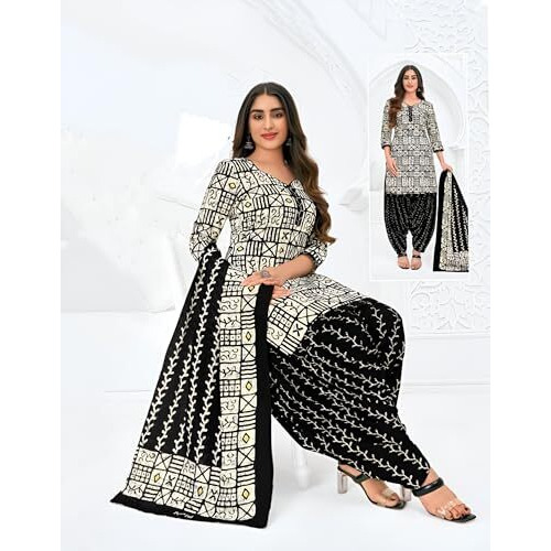 Yashika Unstiched Crepe Dress Materials | Crepe Salwar Suit For Women With Dupatta | Suit Material For Women Unstitched (Ys-Shaziya Black Fc)