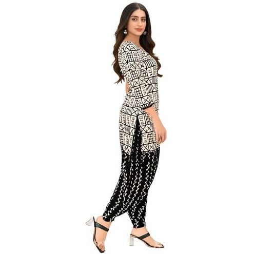 Yashika Unstiched Crepe Dress Materials | Crepe Salwar Suit For Women With Dupatta | Suit Material For Women Unstitched (Ys-Shaziya Black Fc)