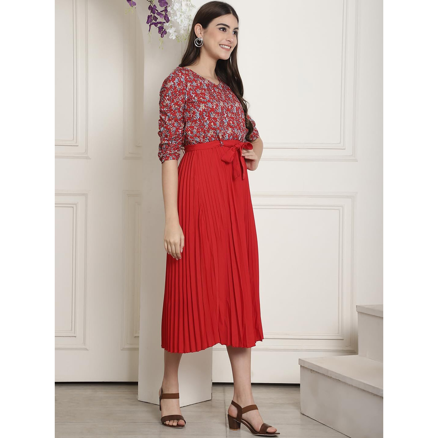 Tee Projekt Polyester Red Dress For Women