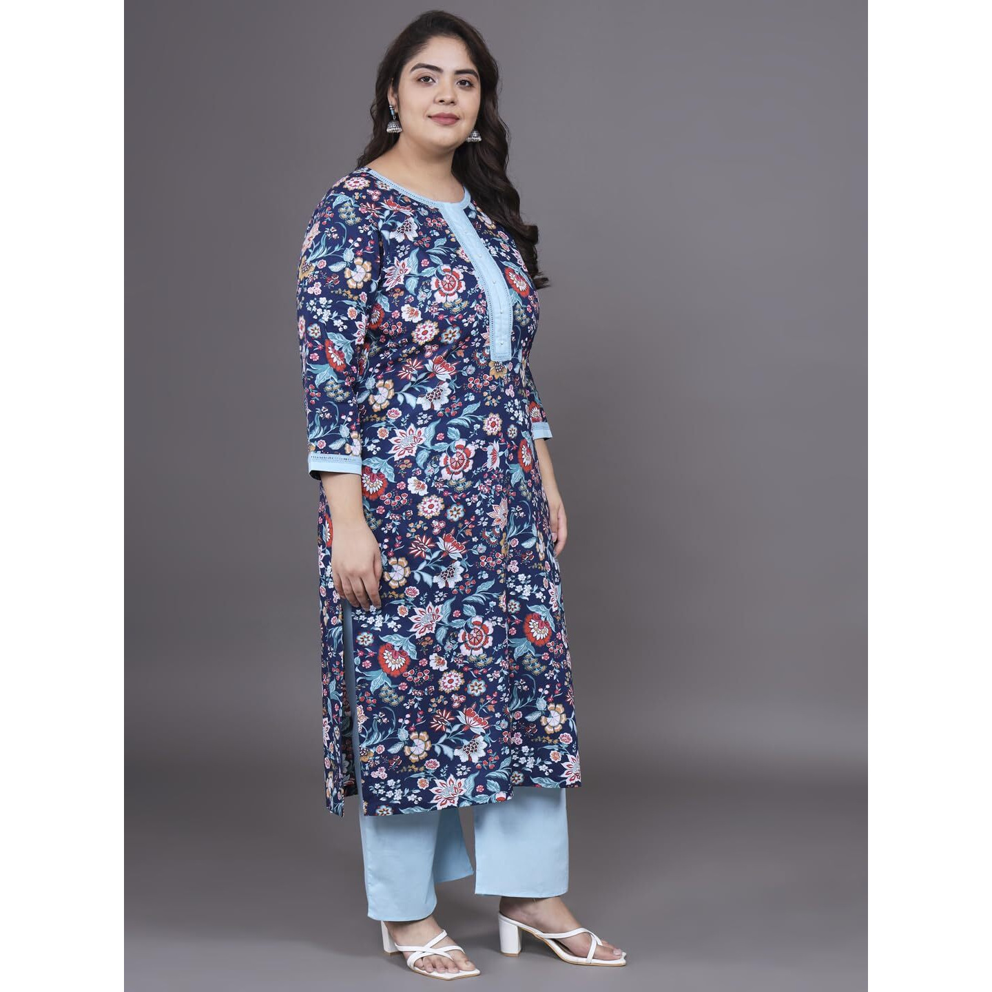 Tissu Women's Plus Size Multicolor Printed Pure Cotton Kurta & Palazzo With Dupatta (690_Multi_6Xl)
