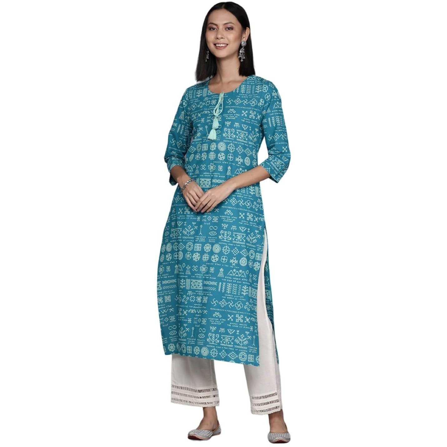 Varanga Women's Cotton T-Shirt (Nv_Vkur1275-Xl_Blue