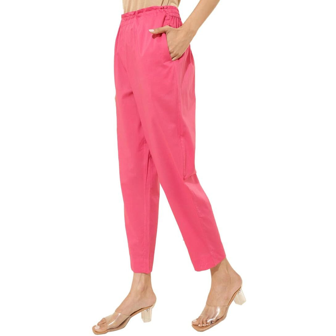 Fabindia Women's Regular Casual Pants (2124217Pink_Pink
