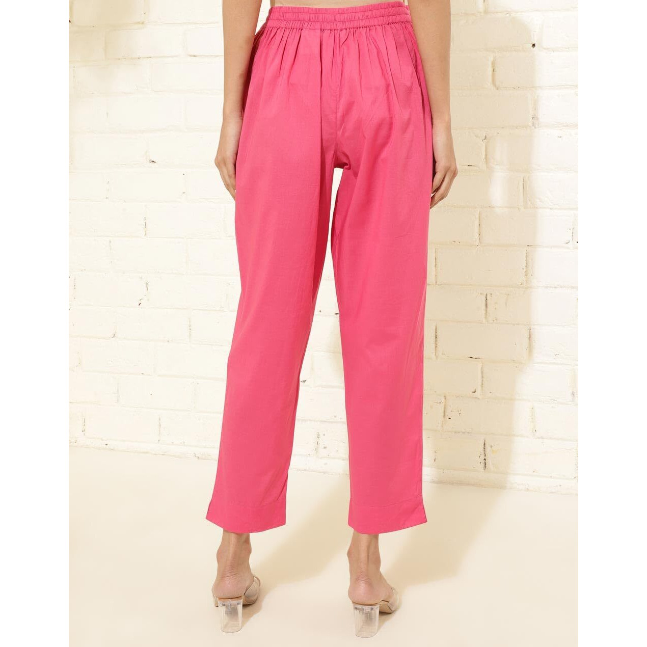 Fabindia Women's Regular Casual Pants (2124217Pink_Pink