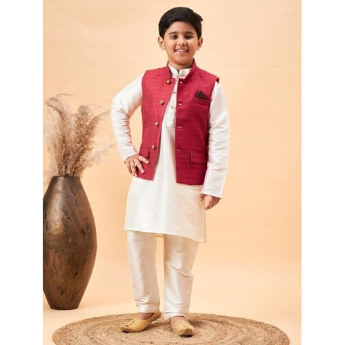 Vastramay Boys' Cream Jacket, Kurta And Pyjama Set_Vasbj105Manbkcr001Npcr_28