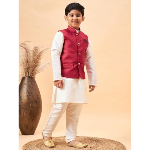 Vastramay Boys' Cream Jacket, Kurta And Pyjama Set_Vasbj105Manbkcr001Npcr_28