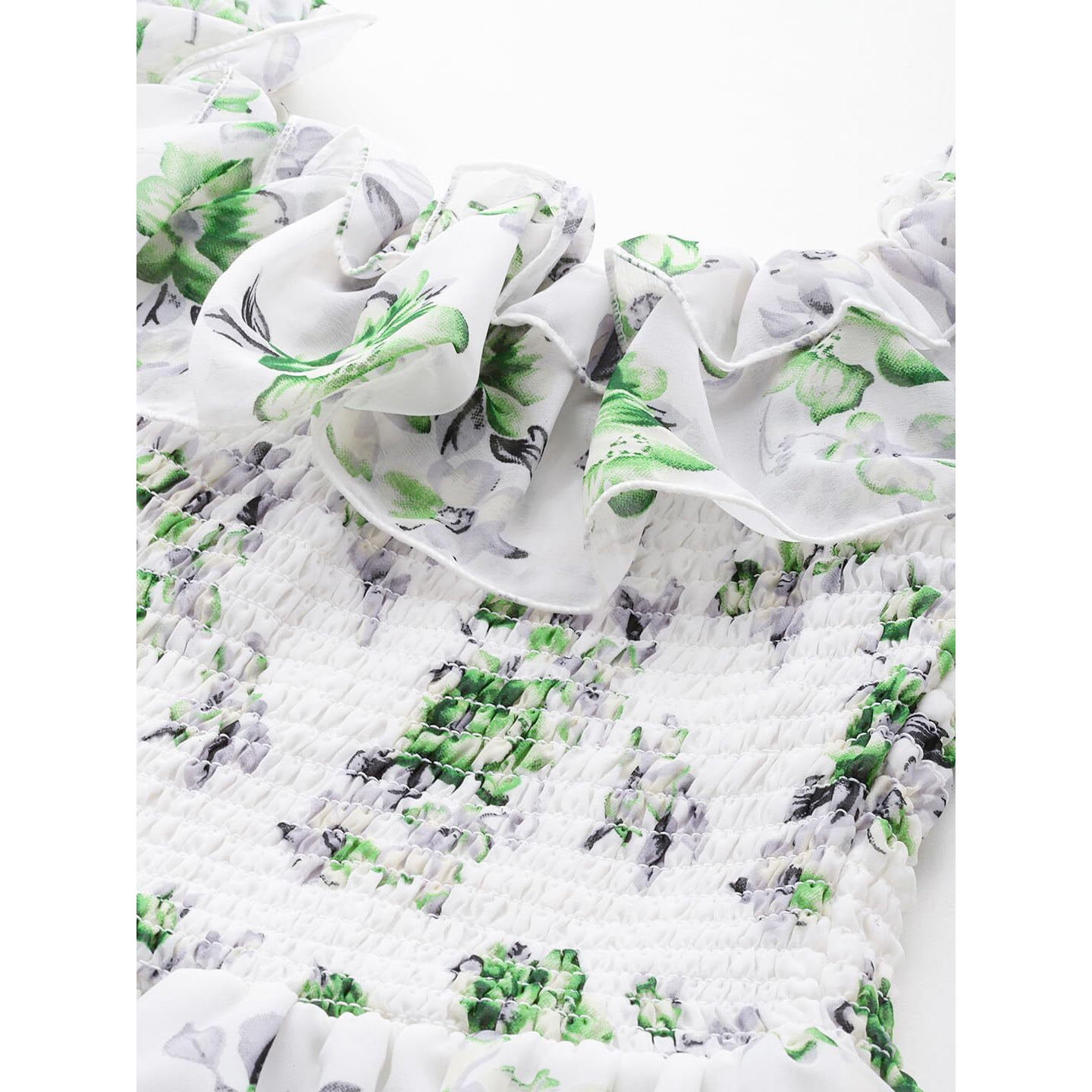 Aarika Womens White-Green Colour Georgette Floral Print Middi (Md-W-083-White-Green-M)