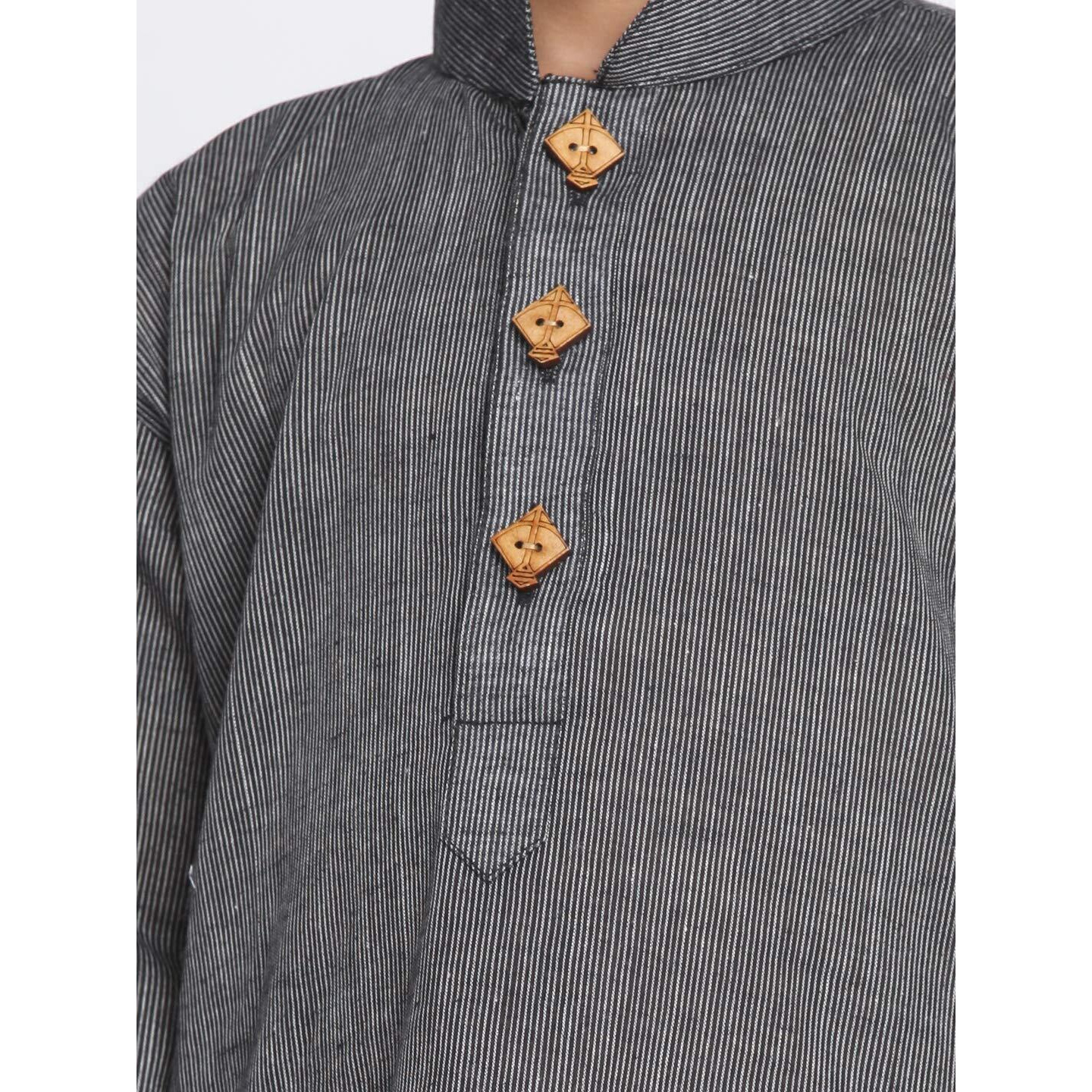 Jbn Creation Boys Pure Cotton Black And White Kurta Pyjama Set - Ethnic Elegance For Festivals | Comfortable Traditional Pure South Handloom Cotton Kurta Pyjama For Kids_Jbnbk070Blnpwh_16