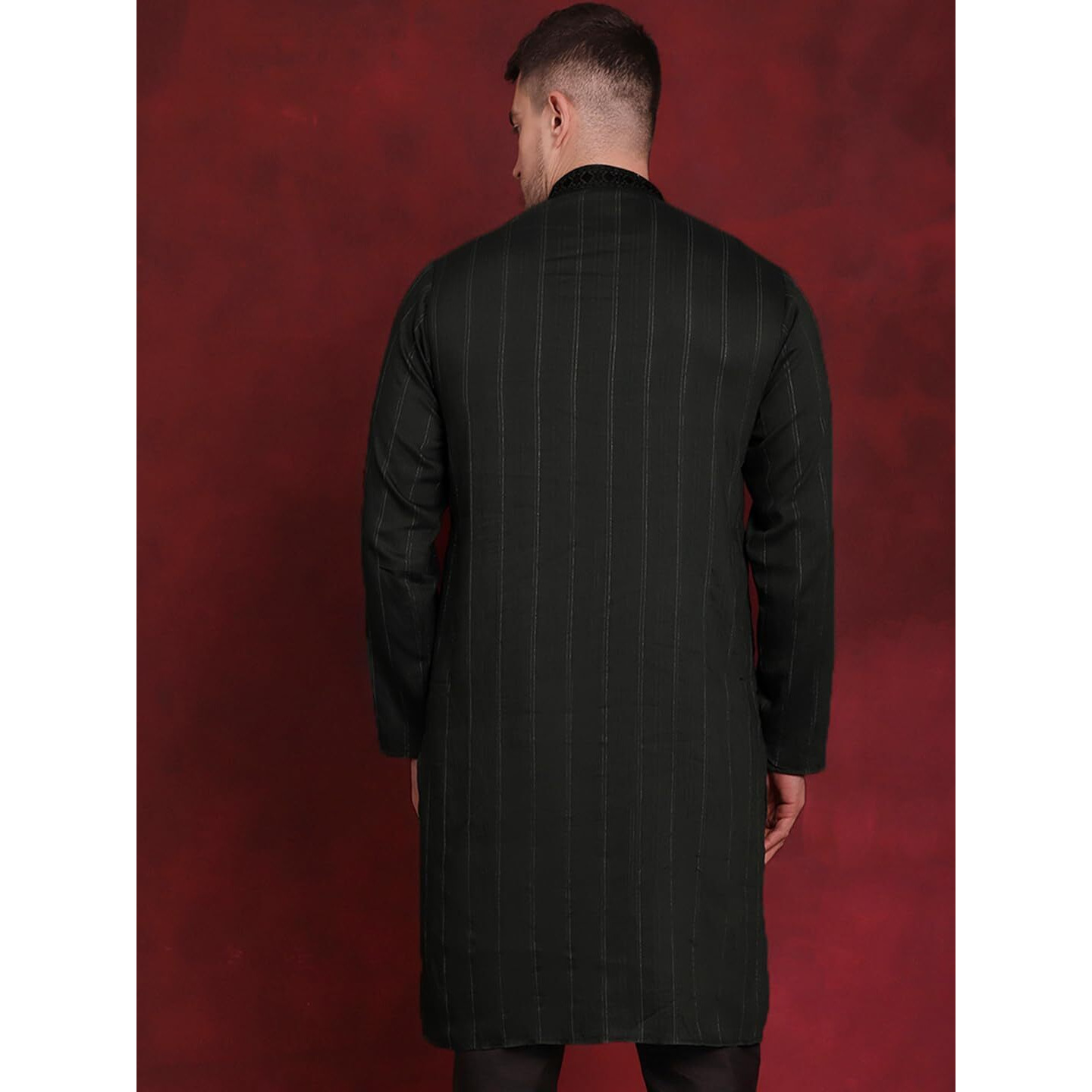 Jompers Sequins Embroidered Kurta Pyjama Set For Men. (Olive, L)