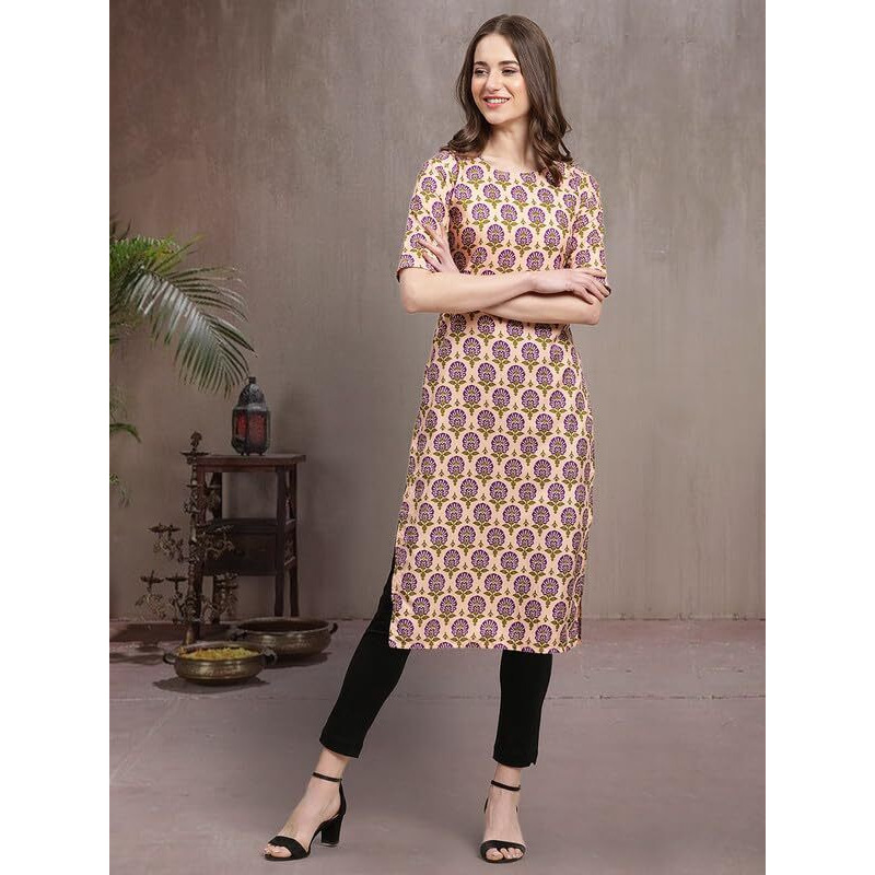 Pinkmint Elegant Printed Crepe Kurti's For Women's (Pack Of 5)