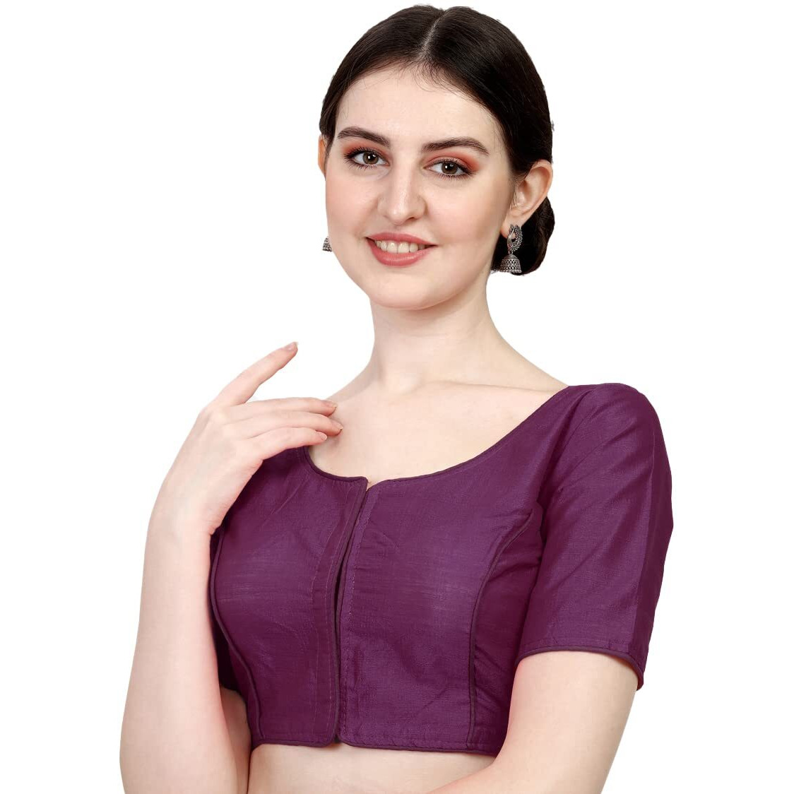 Pujia Mills Women's Soft Silk Multicolor 3/4 Sleeves Readymade Saree Blouse