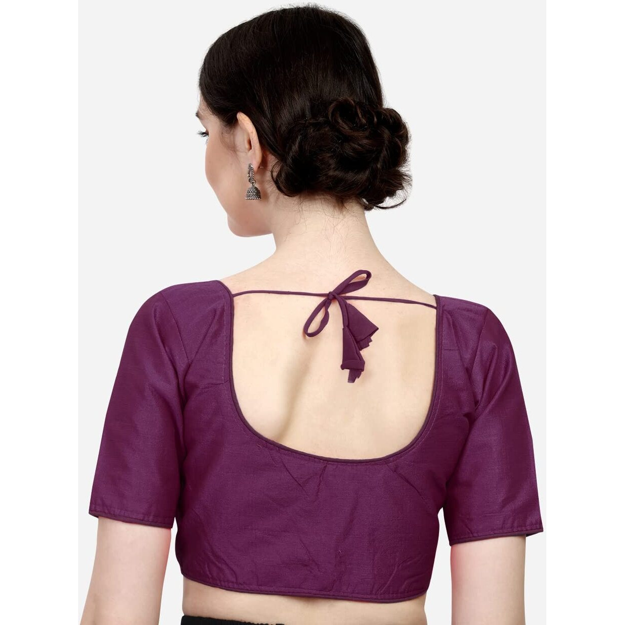 Pujia Mills Women's Soft Silk Multicolor 3/4 Sleeves Readymade Saree Blouse