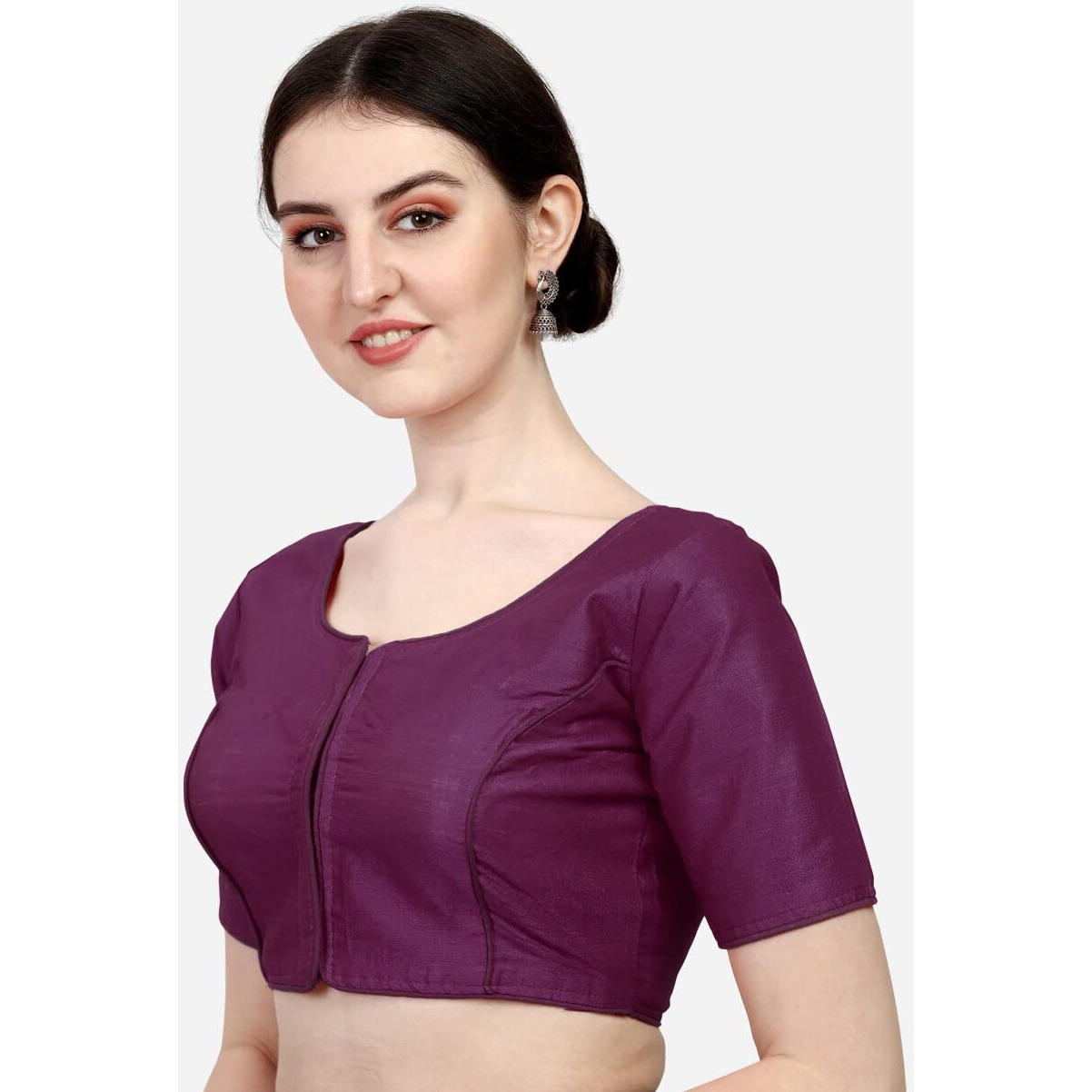 Pujia Mills Women's Soft Silk Multicolor 3/4 Sleeves Readymade Saree Blouse