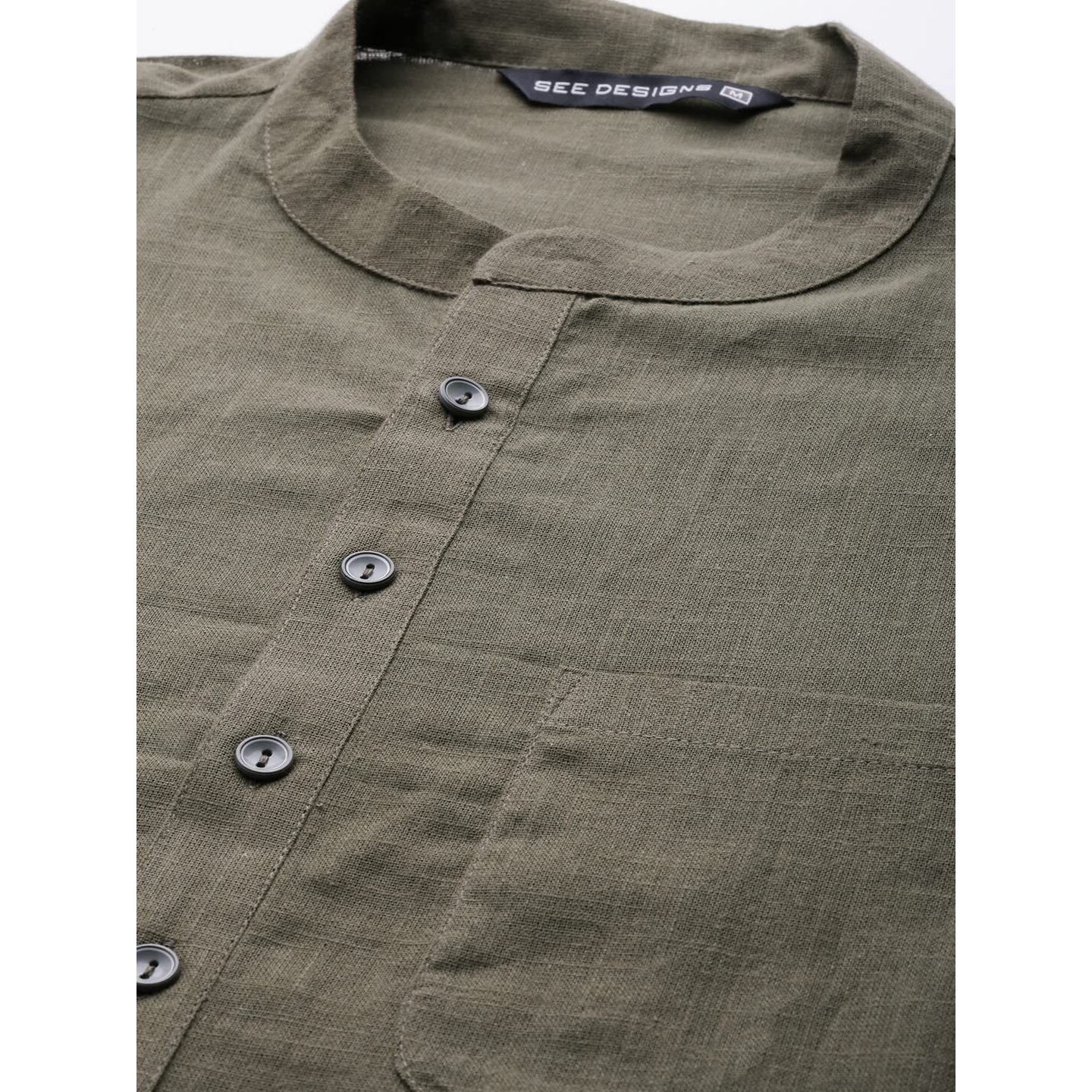 See Designs Men's Khaki Cotton Straight Kurta With Slub Effect - Sdkt1015M (M)