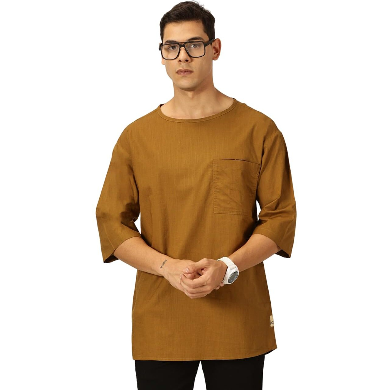 Thomas Scott Men's Linen Relaxed Shirt (Ts1525_Brown