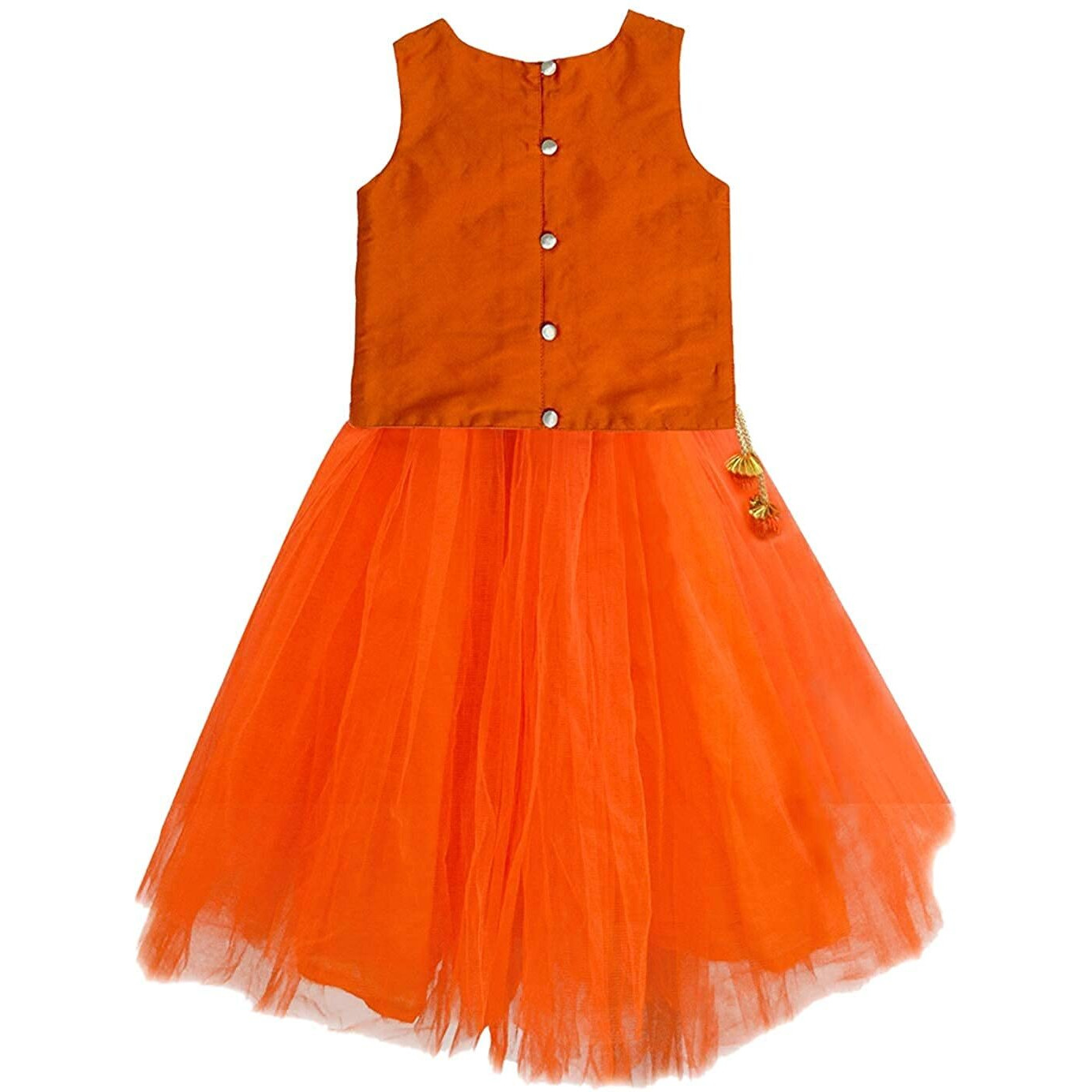 A.T.U.N Girl's Synthetic Lehenga Choli (Glhg Taf Org_Multi-Orange_8-9 Yr)