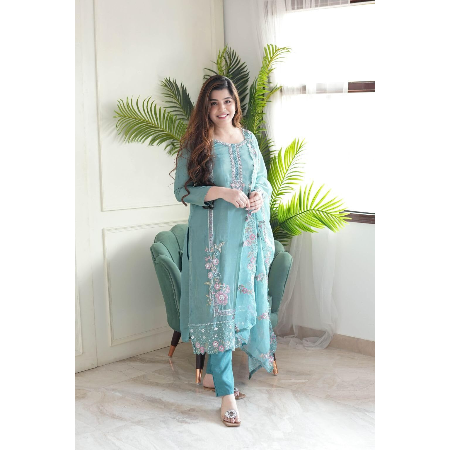 Fashion Basket Silk Wine Embroidered Kurta Set With Duptta For Women
