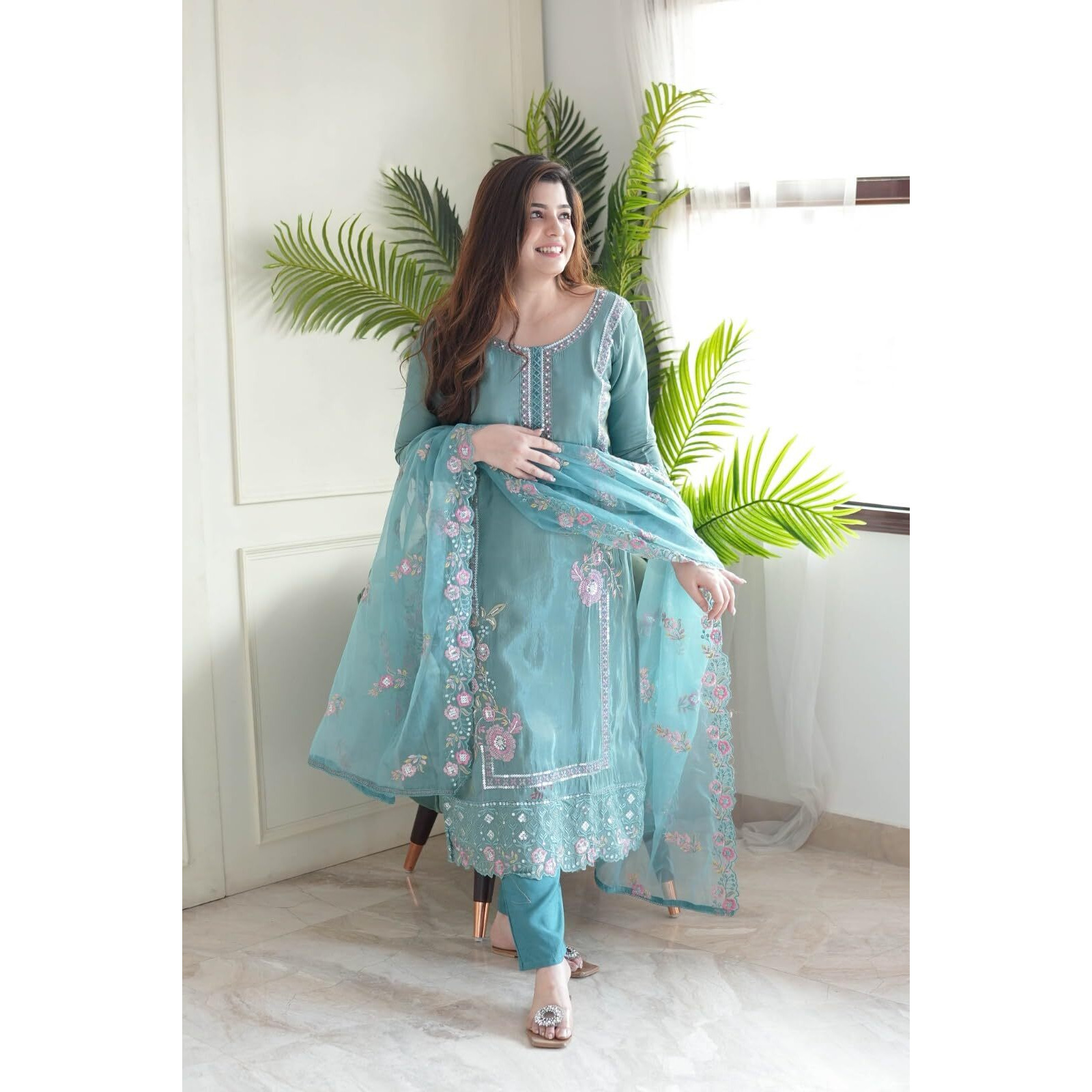 Fashion Basket Silk Wine Embroidered Kurta Set With Duptta For Women