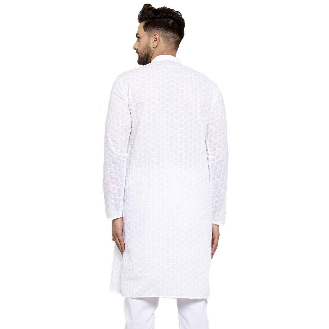 Jompers Men's Chicken Cotton Kurta. (White, L)